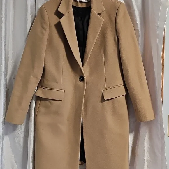 ZARA WOOL COAT MANTECO LIGHT TAN - Picture 8 of 12